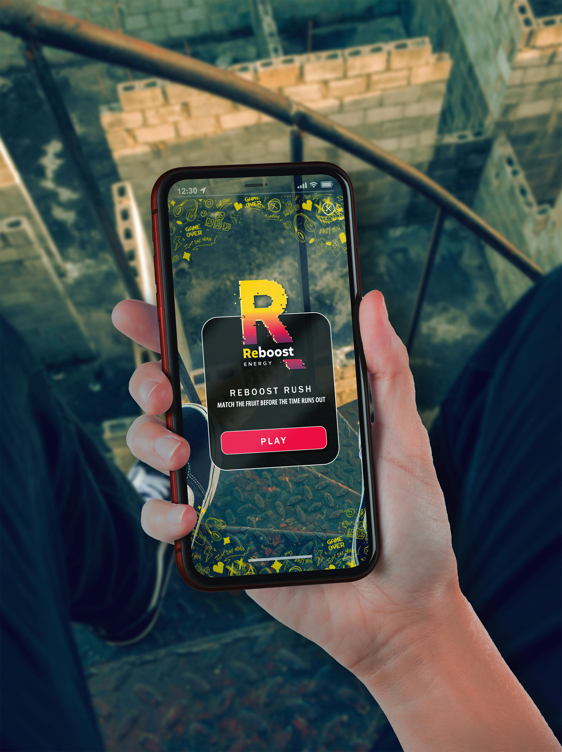Reboost's Just One More campaign's AR fruit stack game