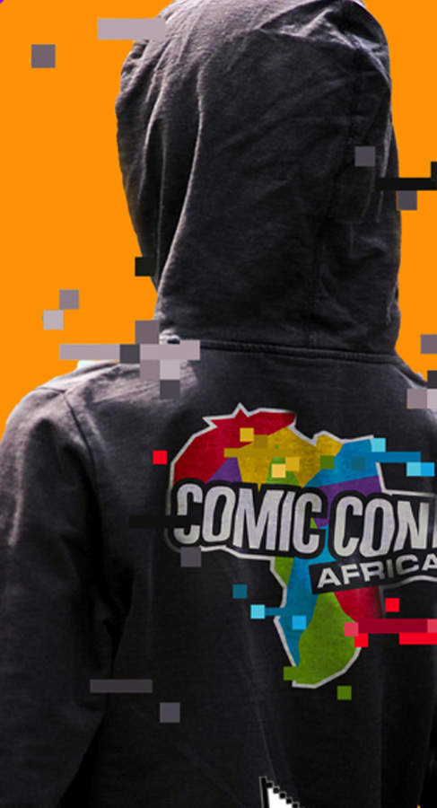 Comic Con Africa's Boot Up hoodie from the back