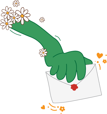 Illustrated hand holding an envelope