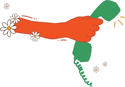 Illustrated hand holding telephone