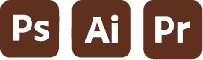 Photoshop, Illustrator and Premiere Pro Adobe icons used to create this project