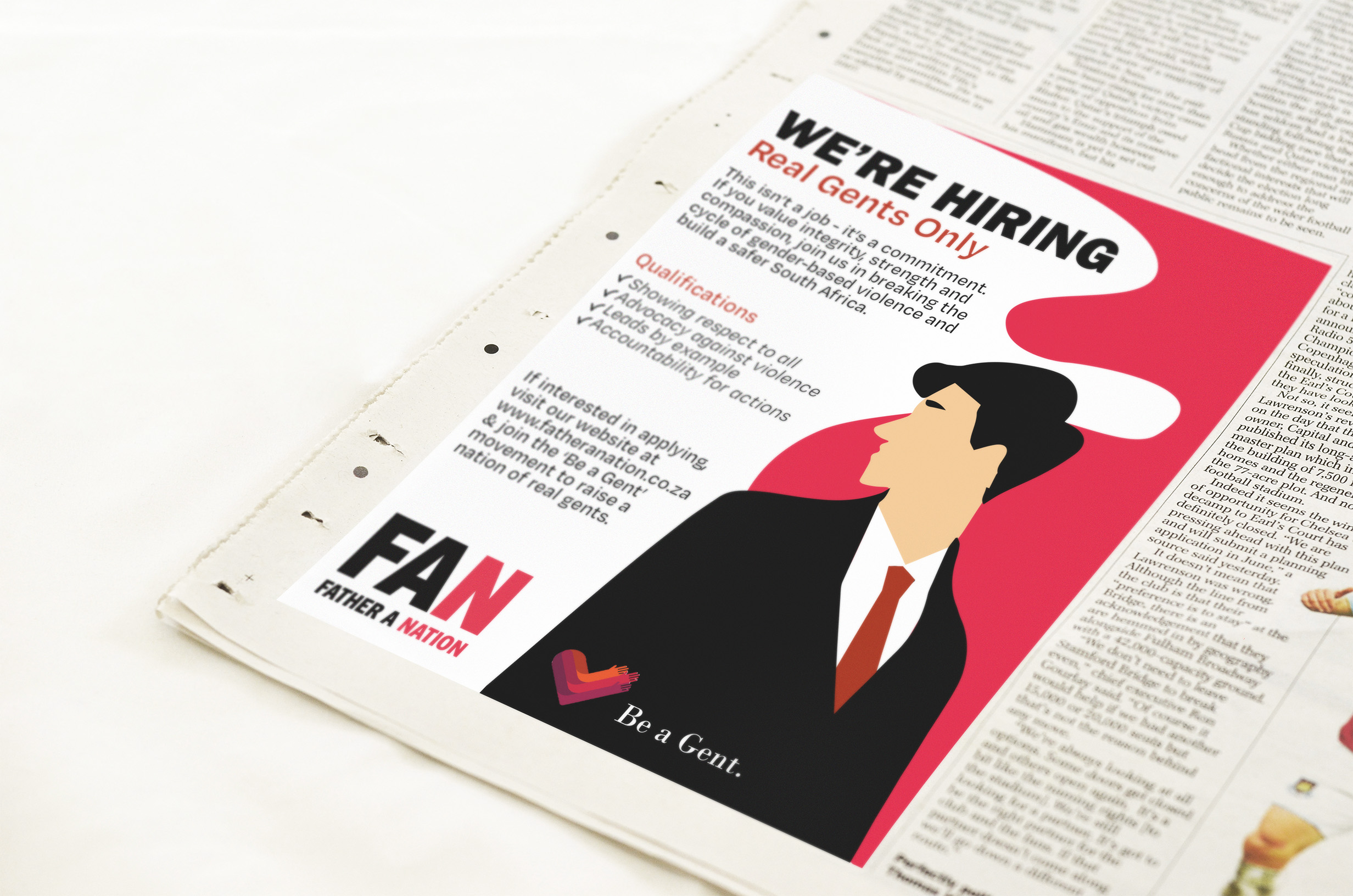 The Be a Gent campaign newspaper advert
