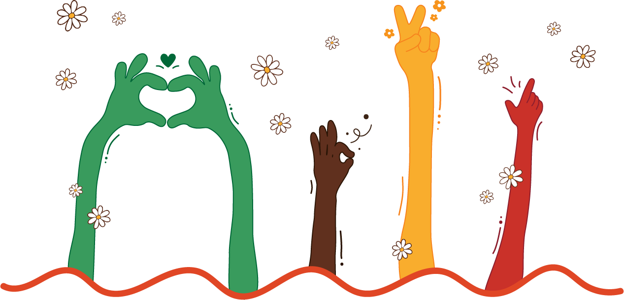 Illustrated happy hands