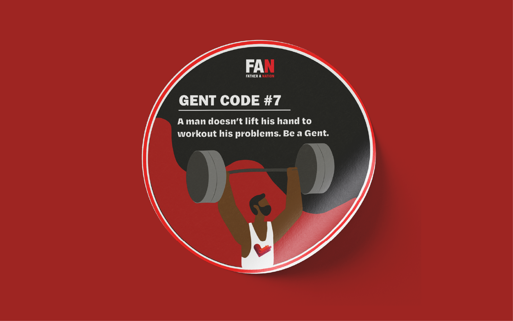 A Be a Gent campaign round sticker