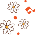 Flowers and music notes design motif